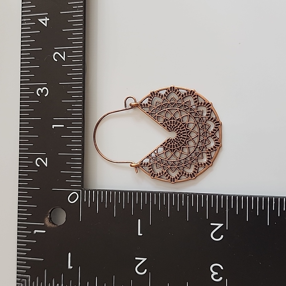 BOHO Gypsy  Mandala Tribal Hoop  Earrings Bronze. ER - Picture 5 of 5